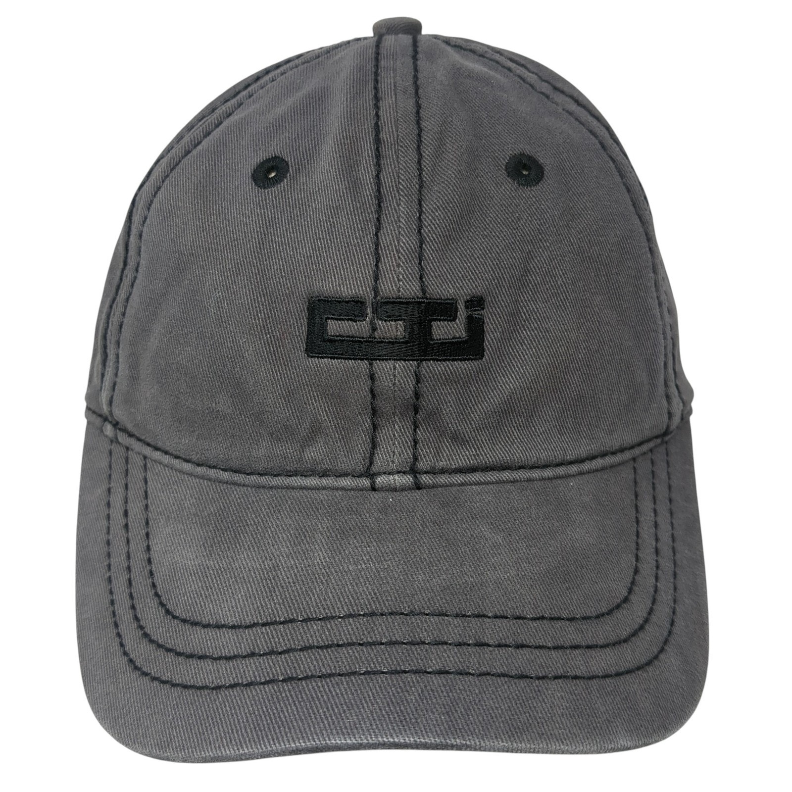 District Threads Slideback Hat Gray One Size Embroidered Logo 6 Panel